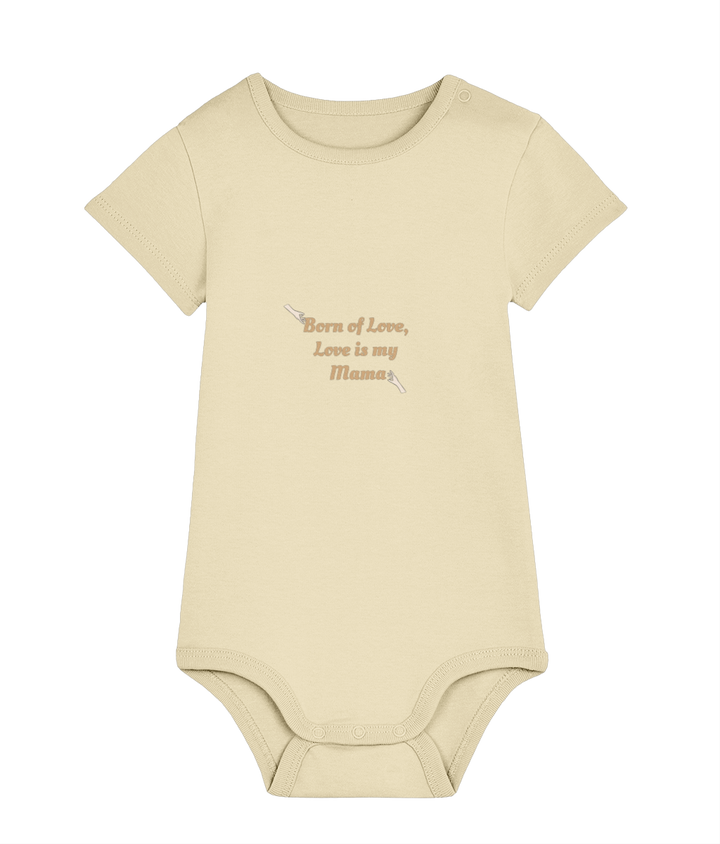 Born of Love organic baby bodysuit by TamieTots – UK made

Slogan babywear gift in 210gsm organic cotton – soft and sentimental

Emotional message baby bodysuit – perfect new baby gift