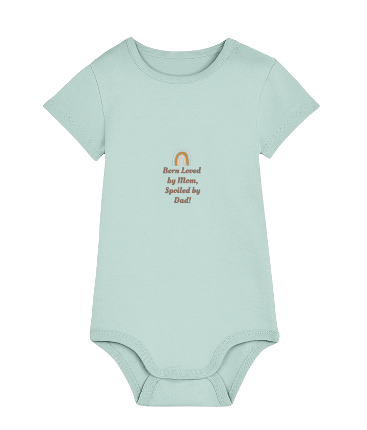 Born of Love organic baby bodysuit by TamieTots – UK made

Slogan babywear gift in 210gsm organic cotton – soft and sentimental

Emotional message baby bodysuit – perfect new baby gift