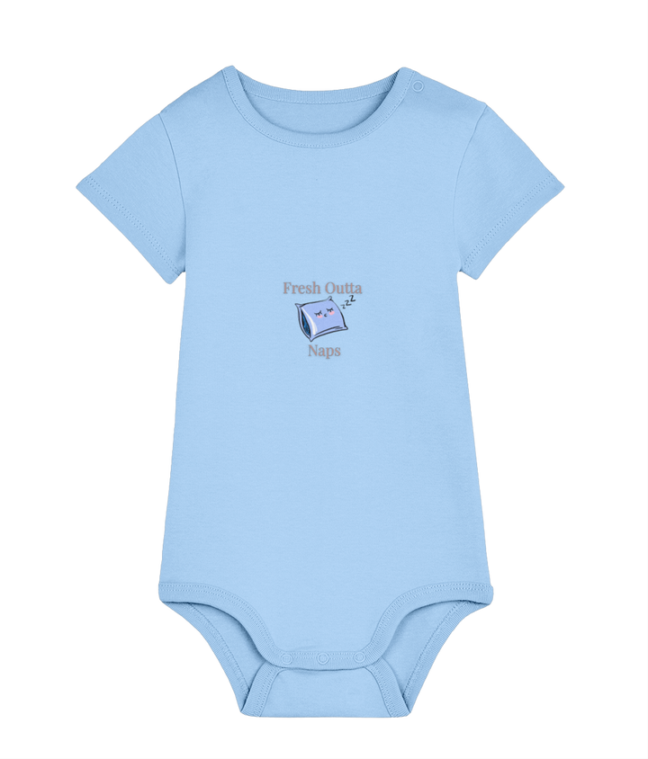 Fresh Outta Naps organic cotton baby bodysuit – TamieTots UK

Funny babywear in 210gsm premium cotton – unisex gift idea

Organic baby bodysuit with cheeky slogan for tired parents