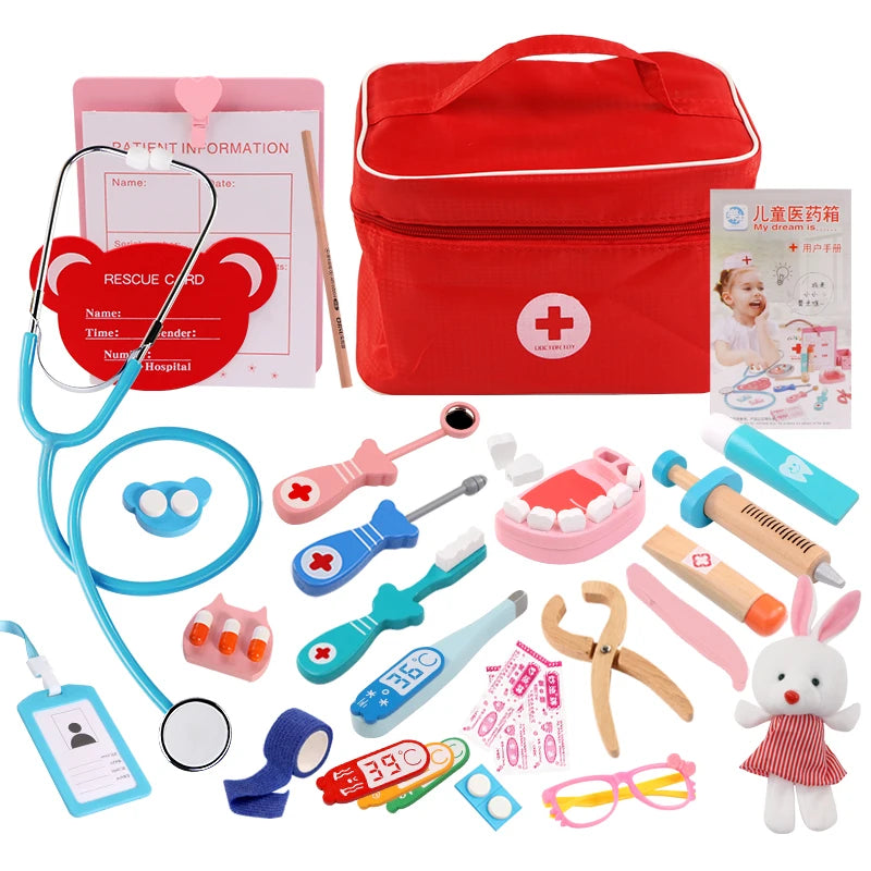 Wooden Pretend Play Doctor Set – Educational Medical Kit for Kids (3yrs +)