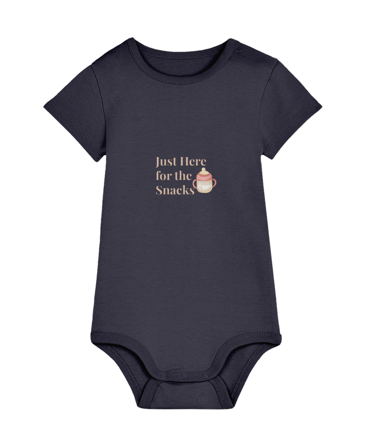 Just Here for the Snacks organic baby bodysuit by TamieTots

Funny slogan babywear in natural cotton – UK made

Unisex organic bodysuit with bold snack-loving message