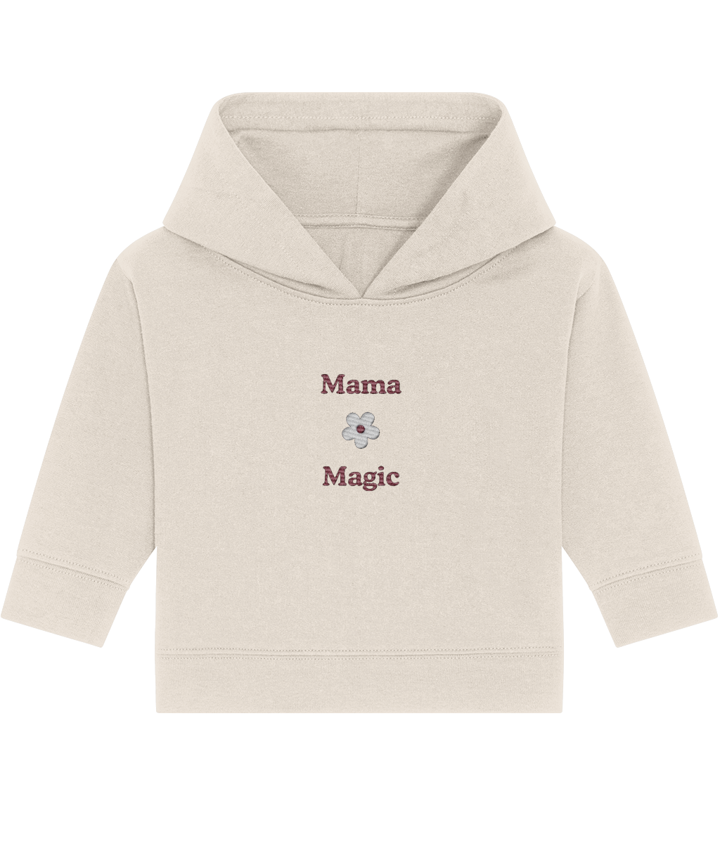 Mama Magic embroidered baby hoodie – organic cotton blend by TamieTots

Warm baby hoodie with soft hood and mama-themed embroidery

Unisex baby hoodie in organic and recycled materials – UK made