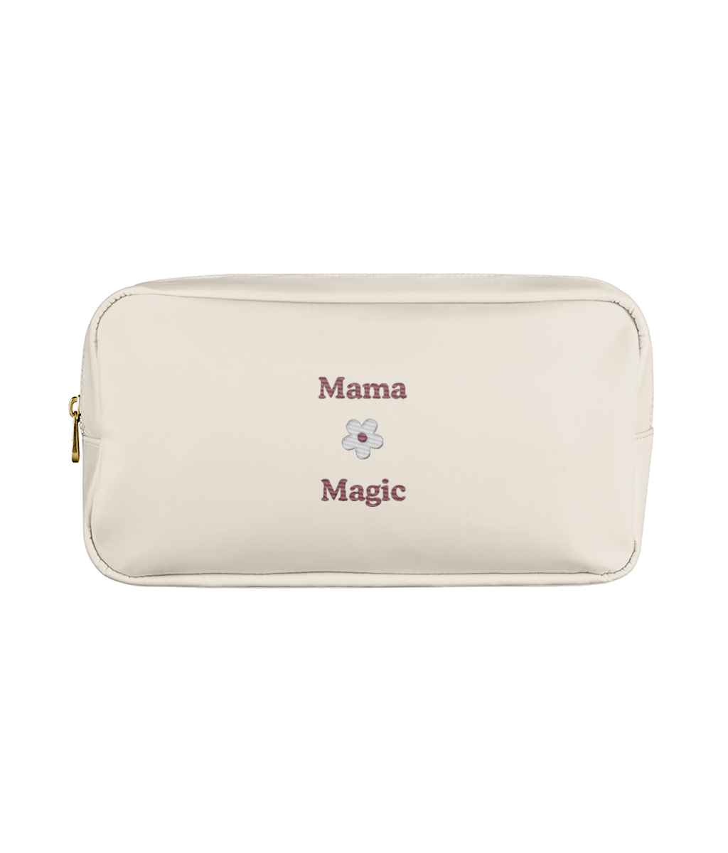 TamieTots embroidered accessory pouch with Mama Magic design

Gift for mums – soft zip pouch in blush pink with embroidery

Tote organiser pouch for baby and mama essentials