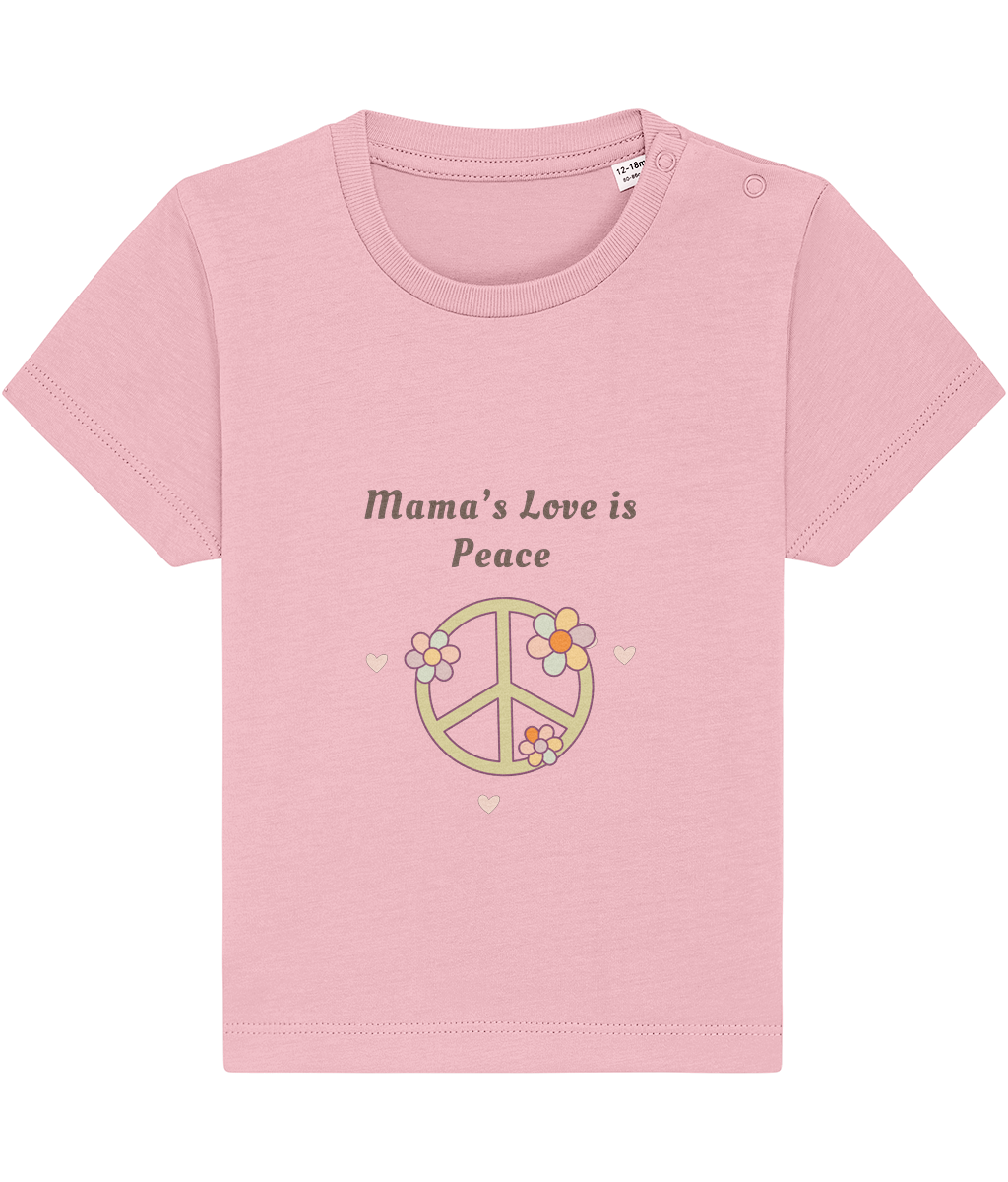 Mama’s Love is Peace organic baby bodysuit by TamieTots

Soft slogan babywear in breathable cotton – unisex fit

Emotional baby gift – printed bodysuit for newborns made in the UK