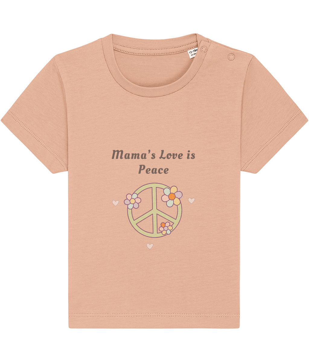 Mama’s Love is Peace organic baby bodysuit by TamieTots

Soft slogan babywear in breathable cotton – unisex fit

Emotional baby gift – printed bodysuit for newborns made in the UK