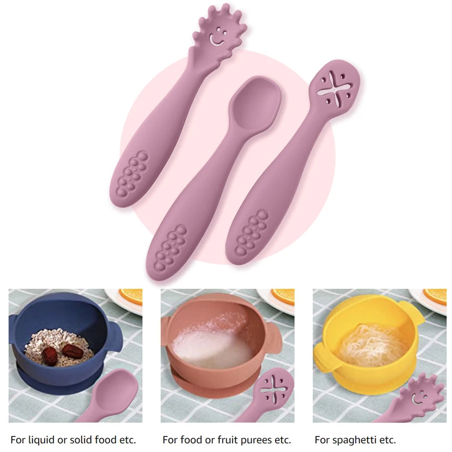 3-Piece Silicone Baby Utensils Set