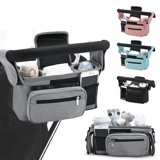 Baby Stroller Storage Bag - Mummy Travel Hanging Bag with Phone & Bottle Holder