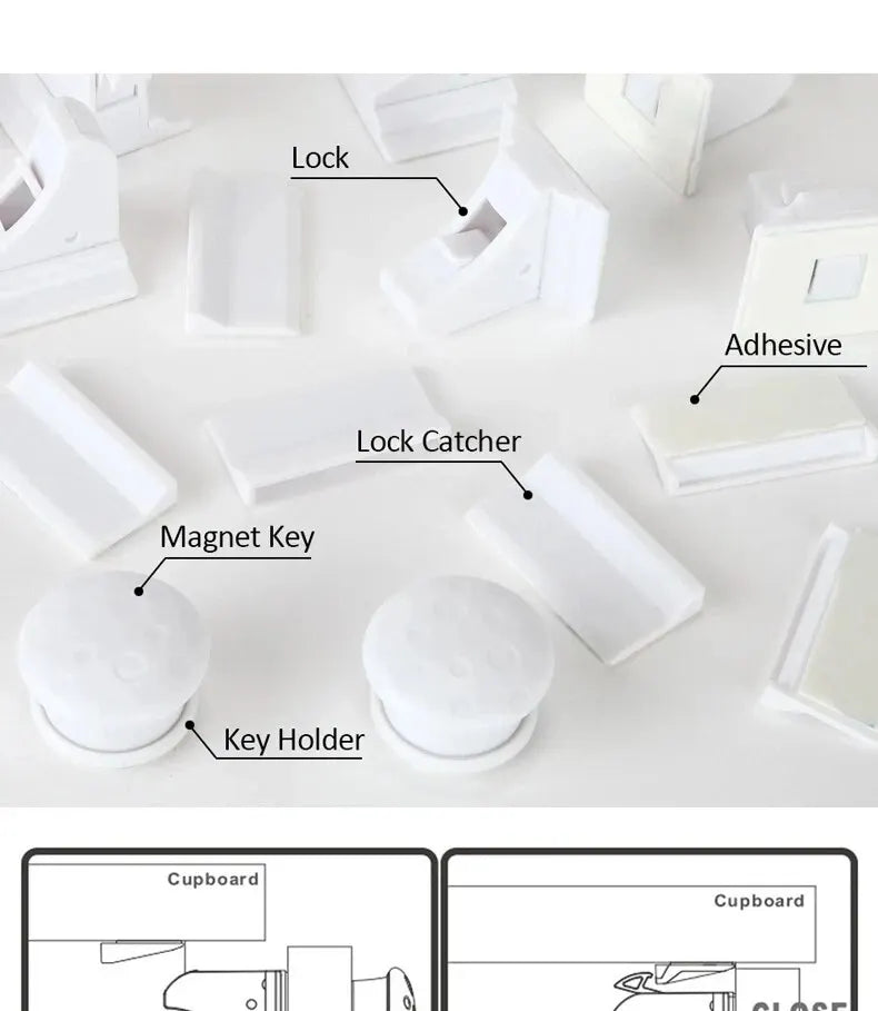 Baby Safety Magnetic Locks – Invisible Childproof Drawer & Cabinet Locks