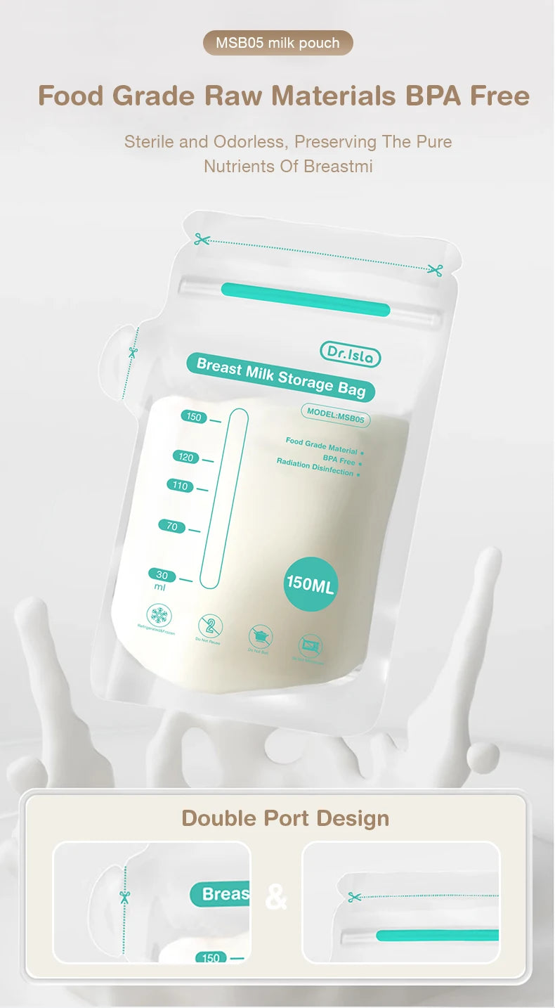 Dr. Isla 100PCS 150ML Breast Milk Storage Bags – BPA-Free & Leak-Proof