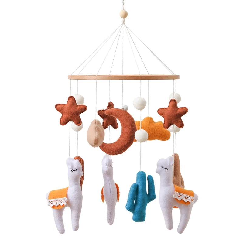 Wooden Crib Mobile – Soft Felt Bear Hanging Toy with Music Box