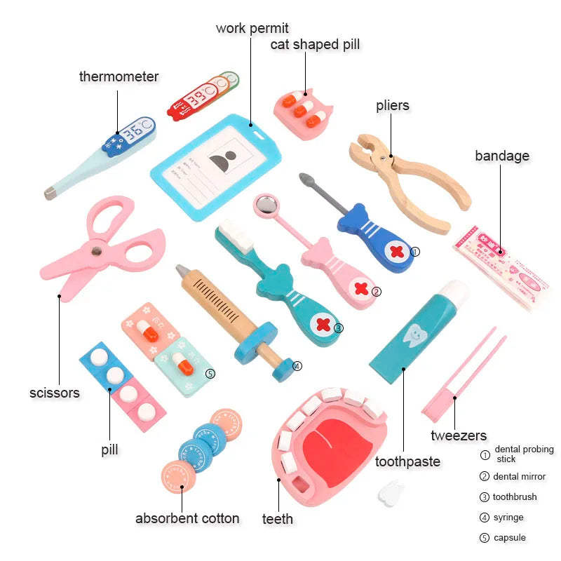 Wooden Pretend Play Doctor Set – Educational Medical Kit for Kids (3yrs +)