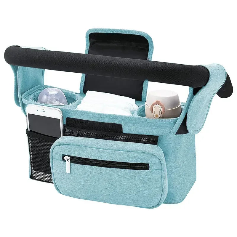 Baby Stroller Storage Bag - Mummy Travel Hanging Bag with Phone & Bottle Holder