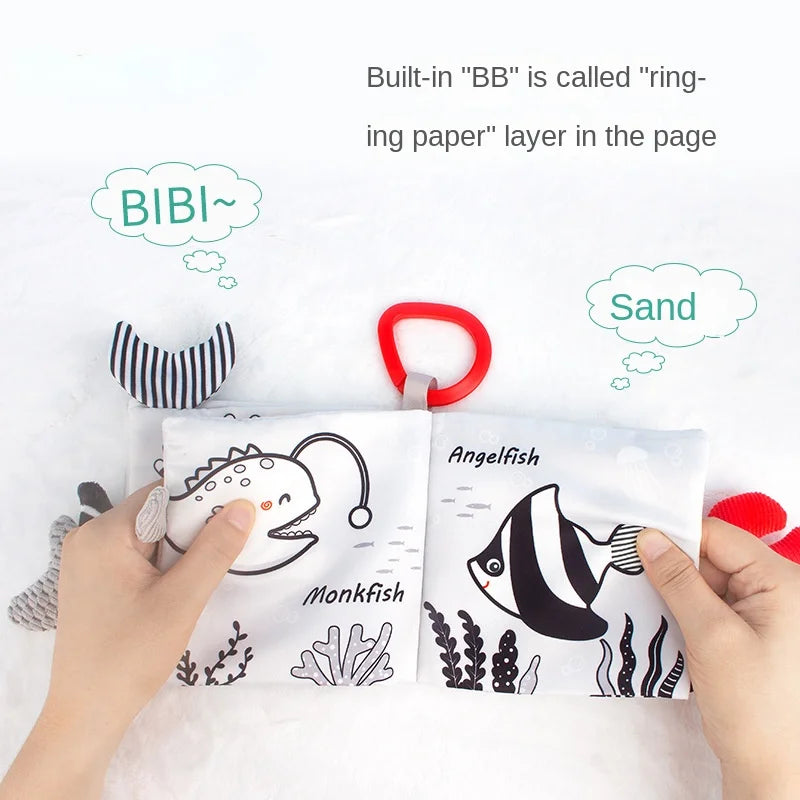 Soft Baby Cloth Book – Black & White Sensory Tail Book