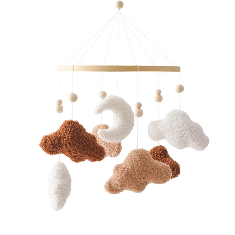 Wooden Crib Mobile – Soft Felt Bear Hanging Toy with Music Box