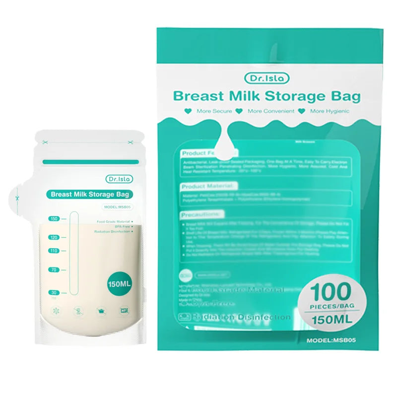 Dr. Isla 100PCS 150ML Breast Milk Storage Bags – BPA-Free & Leak-Proof