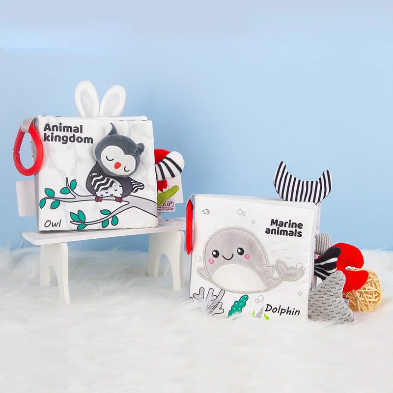 Soft Baby Cloth Book – Black & White Sensory Tail Book